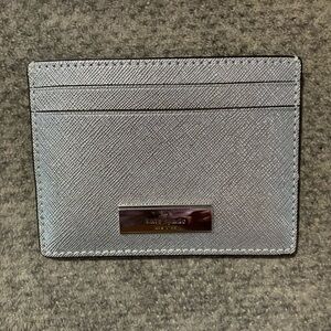Kate Spade Saffiano Leather Silver Card Holder NWT